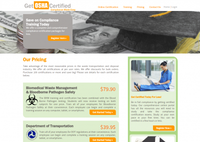 Get OSHA Certified Medical Waste Compliance Portal Certification website design software development project