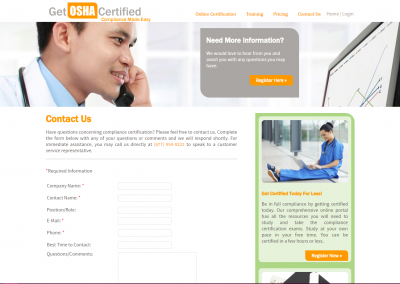 Get OSHA Certified Medical Waste Compliance Portal Certification website design software development project